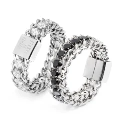Fashion Anello catena grumetta con tennis centrale Anelli