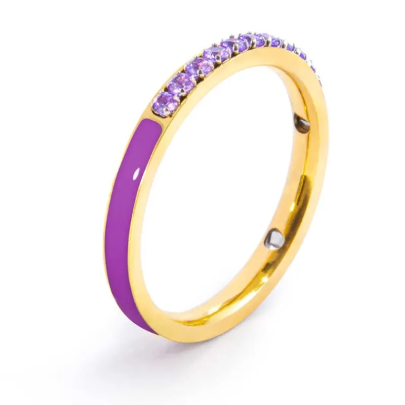 Online Anello con zirconi e smalto Anelli
