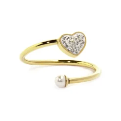 Hot Anello cuore con cristalli e perla Anelli