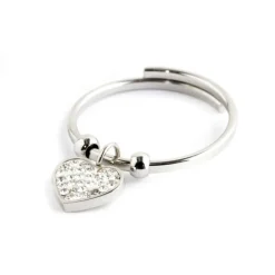 Outlet Anello cuore cristalli pendente Anelli