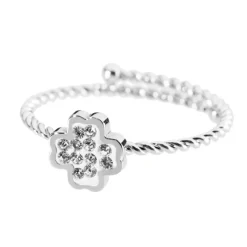 New Anello quadrifoglio con cristalli Anelli