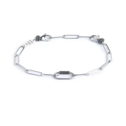 Clearance Bracciale catena a maglia larga diamantata con elemento ovale al centro in black oil Bracciali