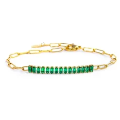 Hot Bracciale catena con tennis cristalli baguette centrali Bracciali