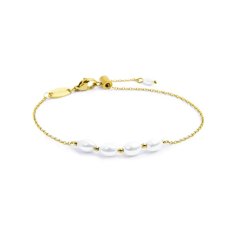 Hot Bracciale catena cross con perle ovali Bracciali