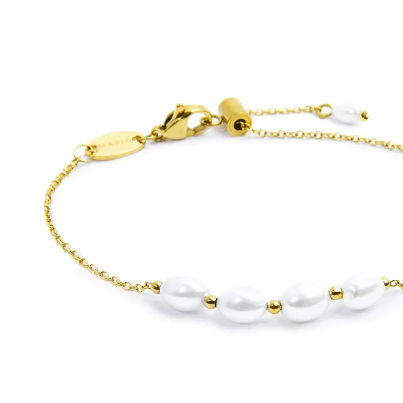 Hot Bracciale catena cross con perle ovali Bracciali