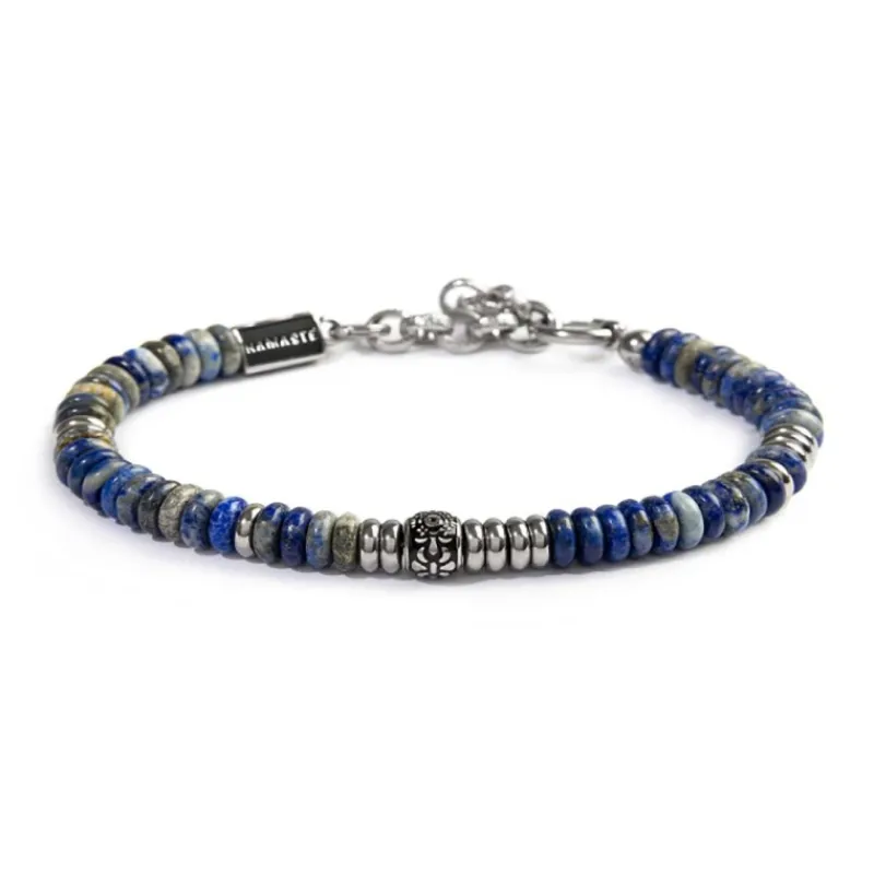 Discount Bracciale catena dischetti in pietra e acciaio Bracciali