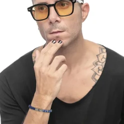 Discount Bracciale catena dischetti in pietra e acciaio Bracciali