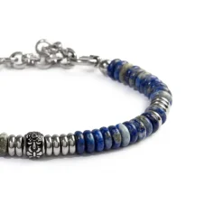 Discount Bracciale catena dischetti in pietra e acciaio Bracciali