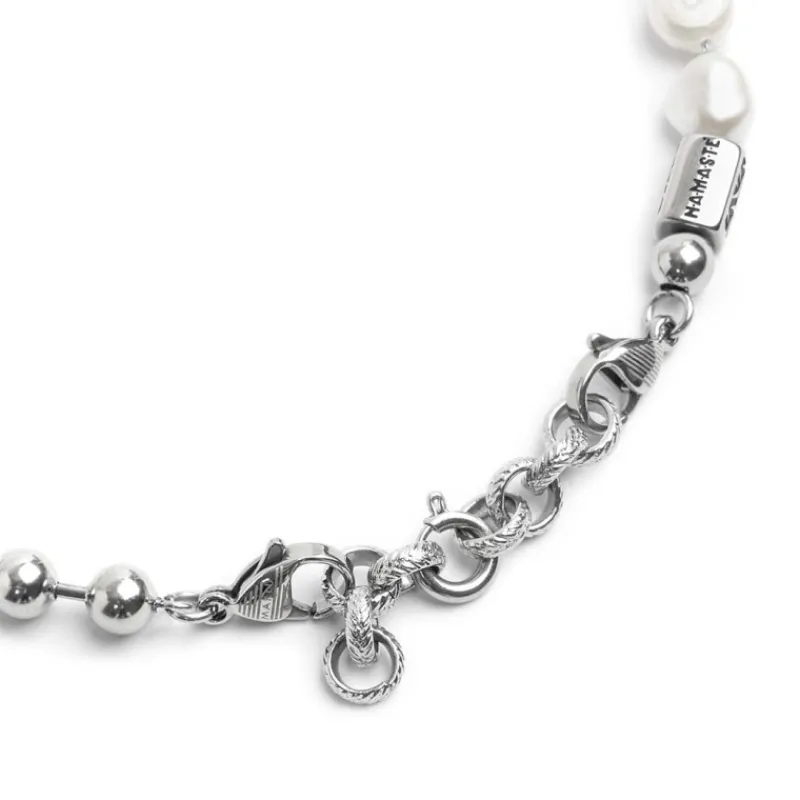 Fashion Bracciale catena doppio giro perle e sfere con ala Bracciali