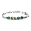 Online Bracciale catena fishbone con sfere malachite e occhio di tigre Bracciali