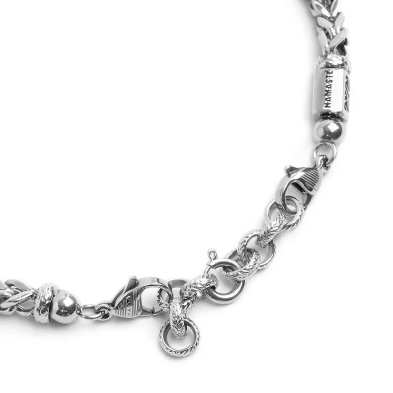 Online Bracciale catena fishbone con sfere malachite e occhio di tigre Bracciali