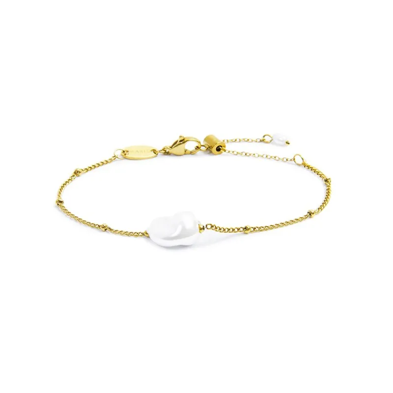 Discount Bracciale catena grumetta con perla ovale centrale Bracciali