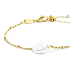 Discount Bracciale catena grumetta con perla ovale centrale Bracciali