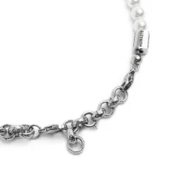 New Bracciale catena rolò con trama e perle Bracciali