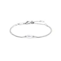 Sale Bracciale catena snake con perla ovale centrale Bracciali