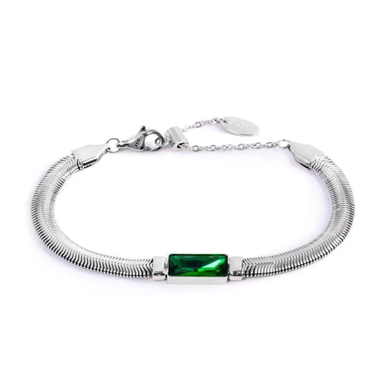 Clearance Bracciale catena snake con cristallo baguette centrale Bracciali