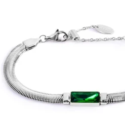 Clearance Bracciale catena snake con cristallo baguette centrale Bracciali