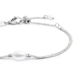 Sale Bracciale catena snake con perla ovale centrale Bracciali