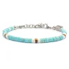 Outlet Bracciale con dischetti turchesi occhio di tigre e conchiglie bianche Bracciali