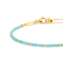 Outlet Bracciale con perline a tubo turchesi ed ematite Bracciali