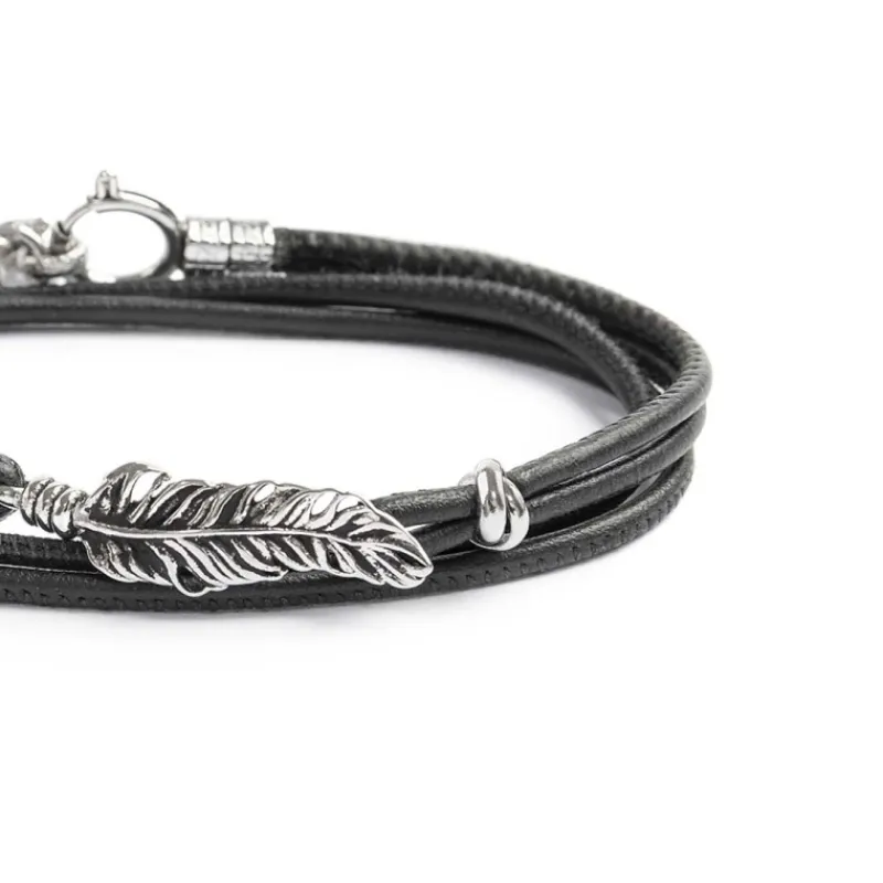 Fashion Bracciale con piuma con cordino strobel doppio filo Bracciali