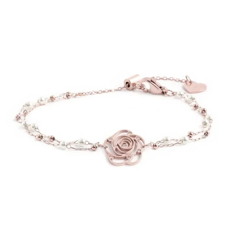 New Bracciale con rosa con cristalli Bracciali