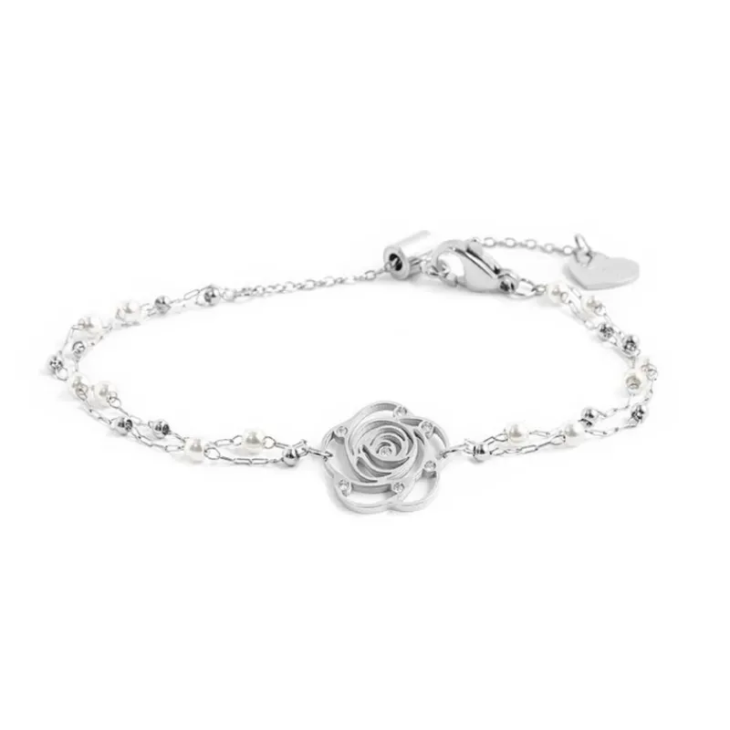 New Bracciale con rosa con cristalli Bracciali