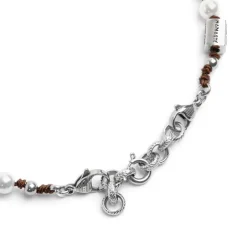 Fashion Bracciale cordino marrone con perle 6mm Bracciali