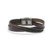Sale Bracciale cuoio e cotone cerato Bracciali