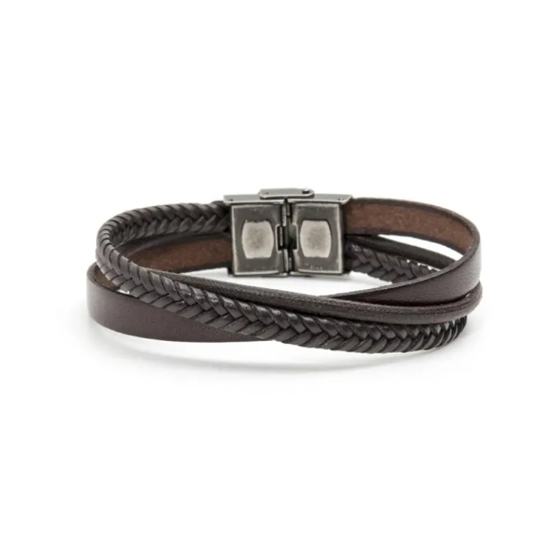 Sale Bracciale cuoio e cotone cerato Bracciali