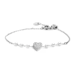 Online Bracciale cuore cristalli con perle Bracciali