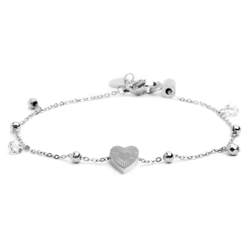 Clearance Bracciale cuore madreperla con sfere e zirconi Bracciali