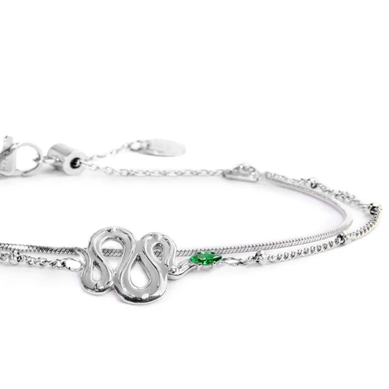Outlet Bracciale doppia catena con serpente e zircone Bracciali