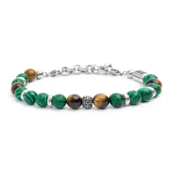Outlet Bracciale malachite e occhio di tigre 8mm Bracciali