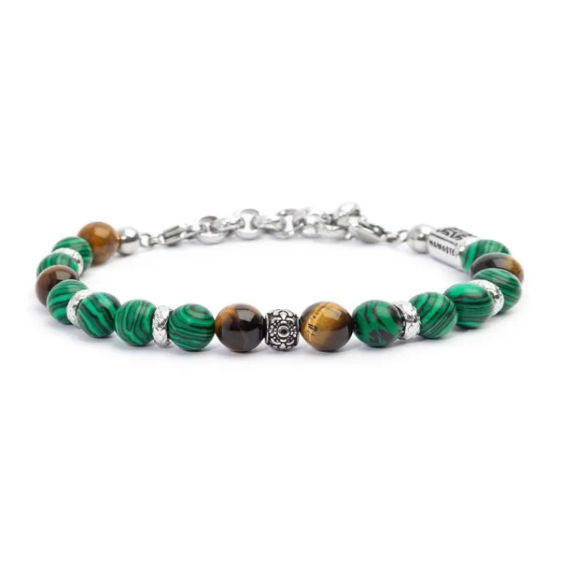 Outlet Bracciale malachite e occhio di tigre 8mm Bracciali