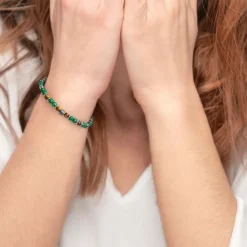 Online Bracciale malachite e occhio di tigre 6mm Bracciali