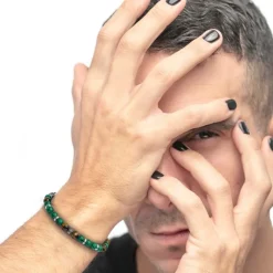 Outlet Bracciale malachite e occhio di tigre 8mm Bracciali