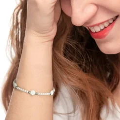 Clearance Bracciale perle con rosa in madreperla Bracciali