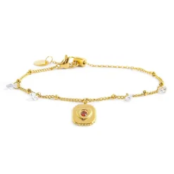 Outlet Bracciale piastrina cuore pendente e zirconi Bracciali