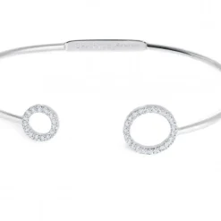 Sale Bracciale rigido cerchi con zirconi bianchi Bracciali