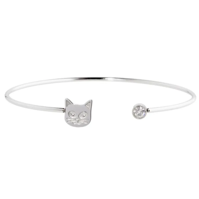 Hot Bracciale rigido gatto con cristalli Bracciali