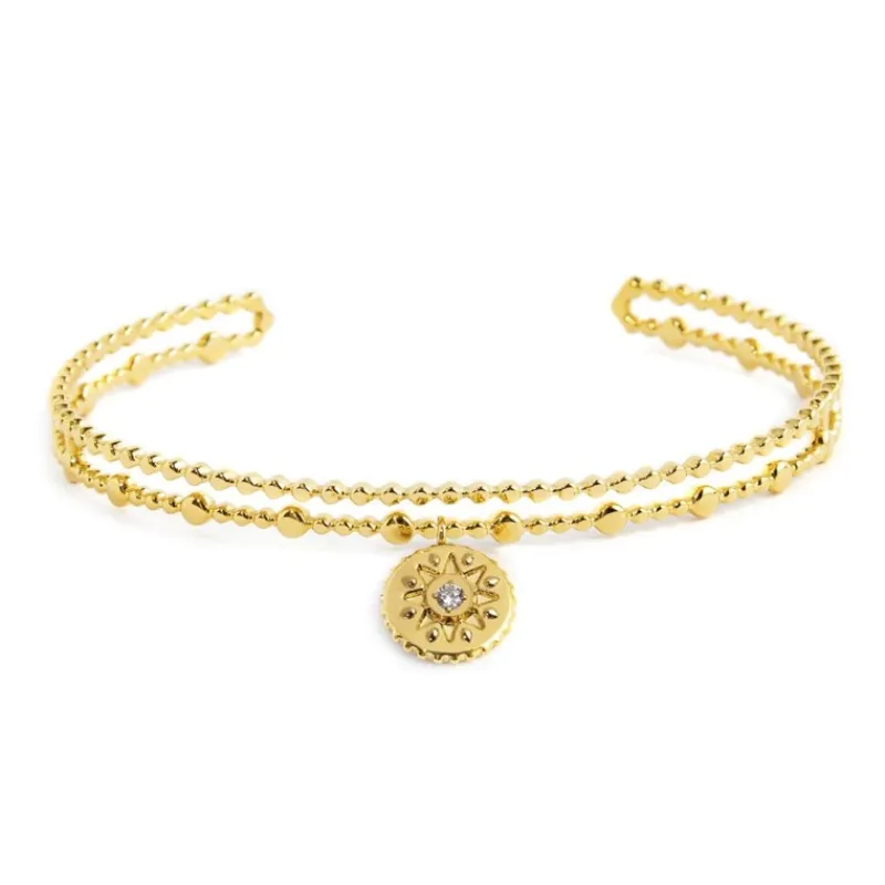Fashion Bracciale rigido medaglietta sole pendente Bracciali