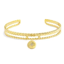Discount Bracciale rigido medaglietta rosa dei venti pendente Bracciali