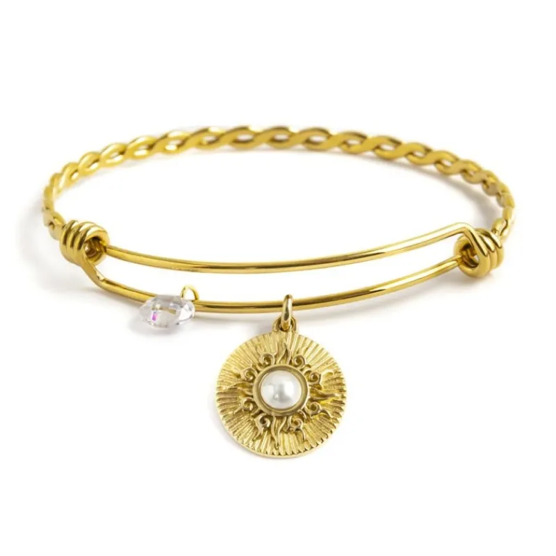 Best Bracciale rigido sole pendente con perla Bracciali