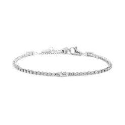 Outlet Bracciale tennis 2mm con zircone centrale Bracciali