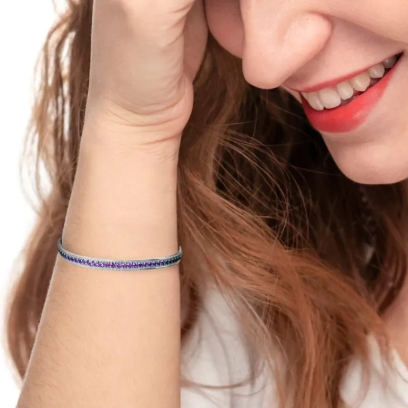 Discount Bracciale tennis zirconi baguette catena snake squadrata Bracciali