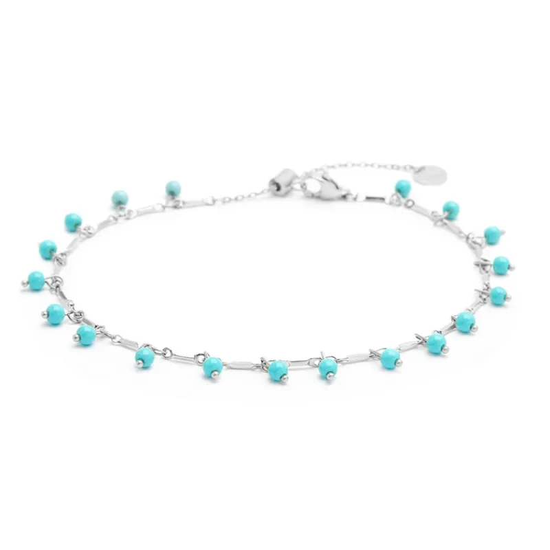 Sale Cavigliera catena con pietre turchesi pendenti Cavigliere