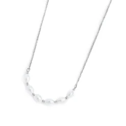 Clearance Collana catena cross con perle ovali centrali Collane