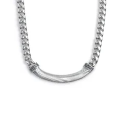 New Collana catena cuban con catena snake piatta centrale Collane