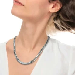 New Collana catena cuban con catena snake piatta centrale Collane